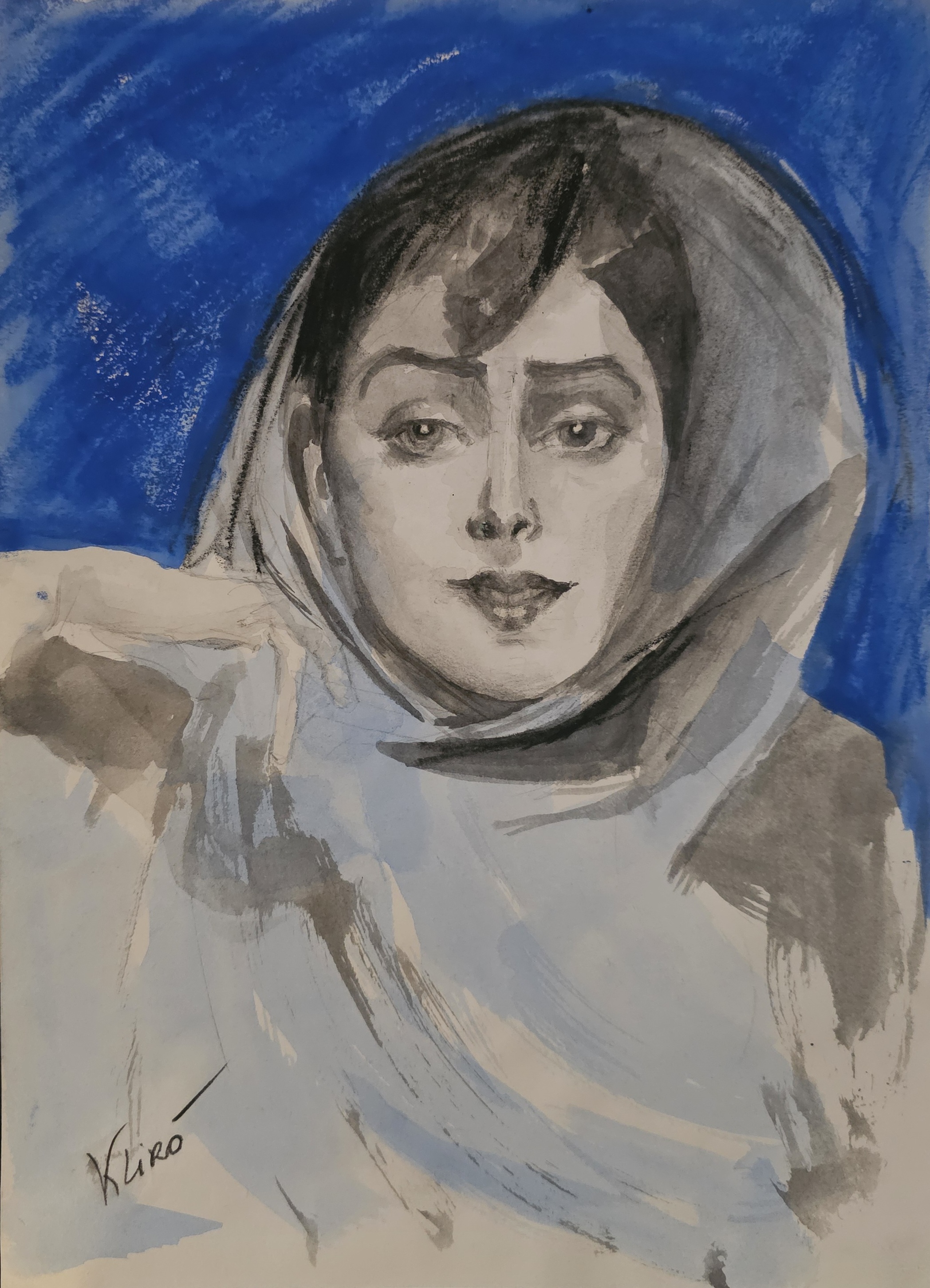 dipinto acquerello ritratto donna klirò
