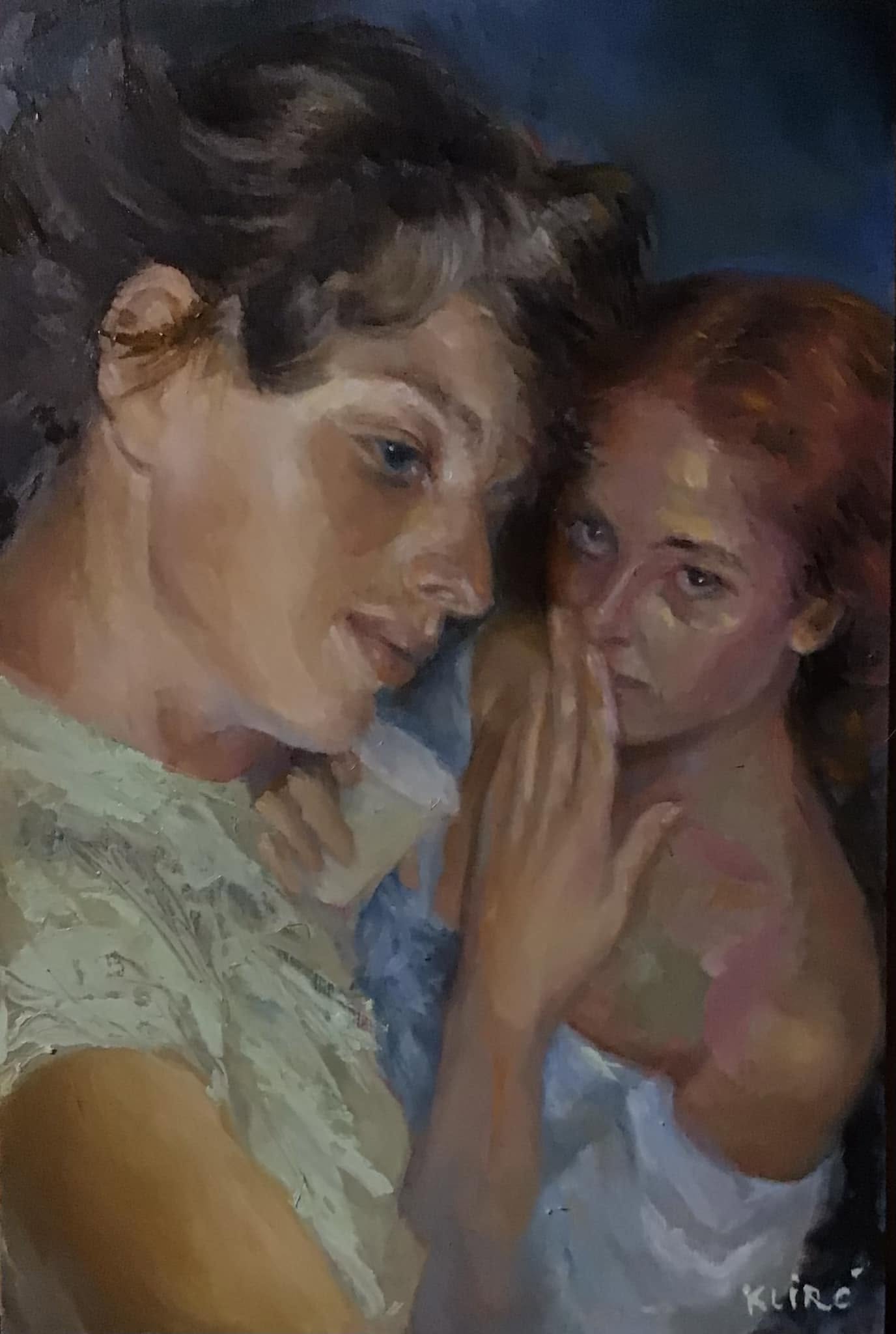 confidenze, klirò, clizia omarini, italian artist, contemporary artist, oil painting, alla prima, Rome, italian artists