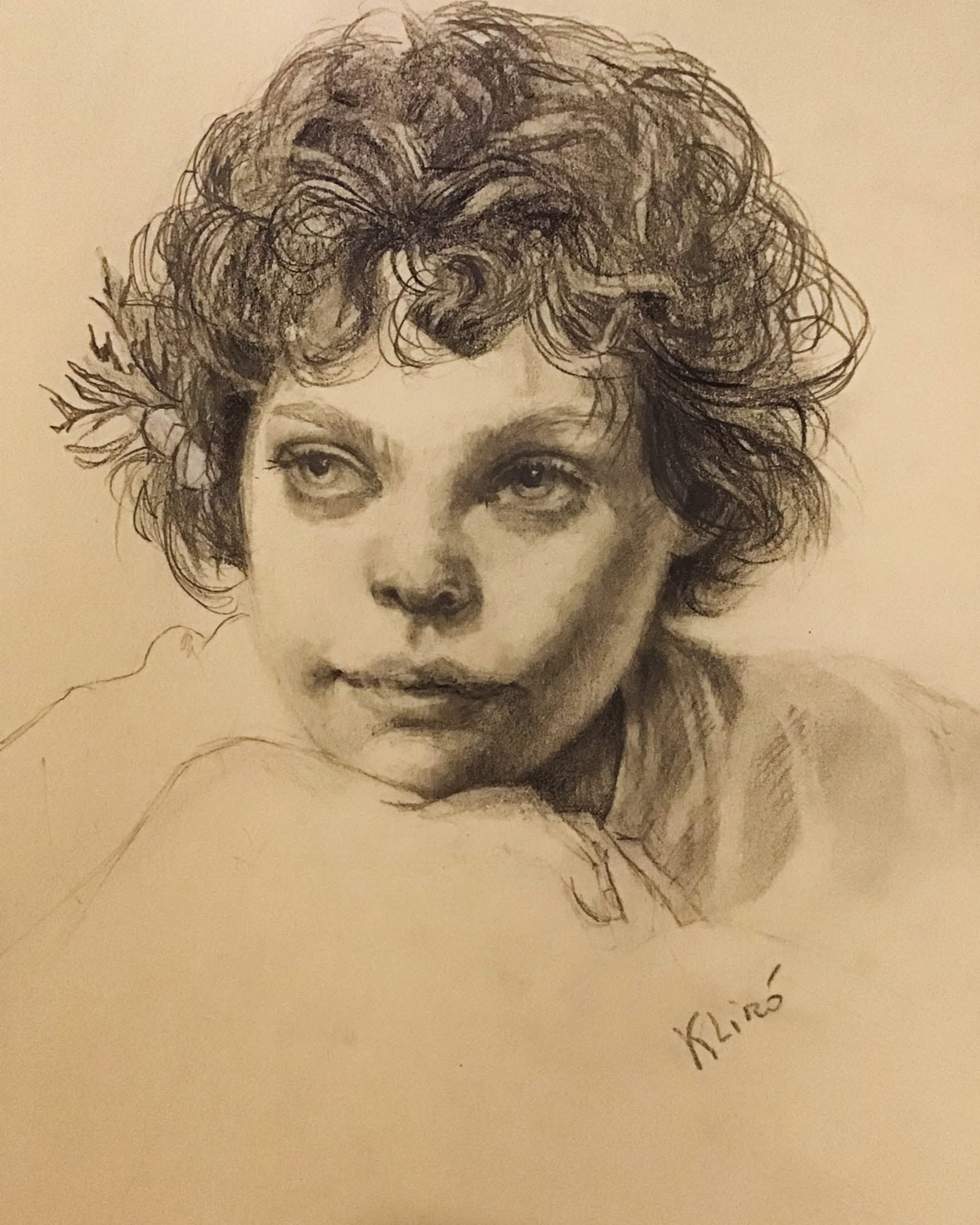 fauno bambino ritratto disegno a grafite matita klirò