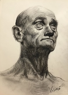 vecchio ritratto carboncino old man portrait charcoal klirò