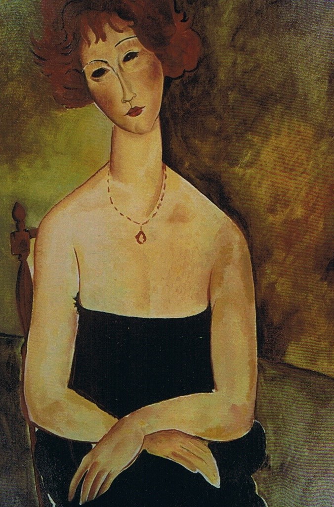 Jeune Fille Rousse en Robe De Soir Modigliani Klirò falsi d'autore falso d'autore copia