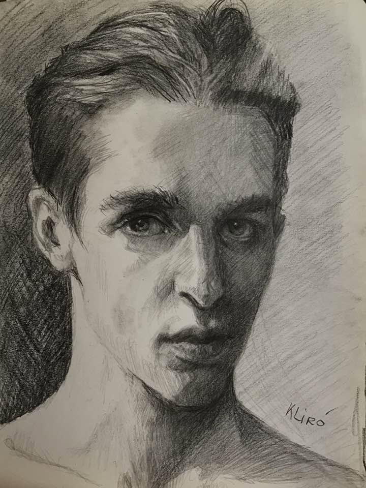 ragazzo disegno ritratto grafite matita di klirò