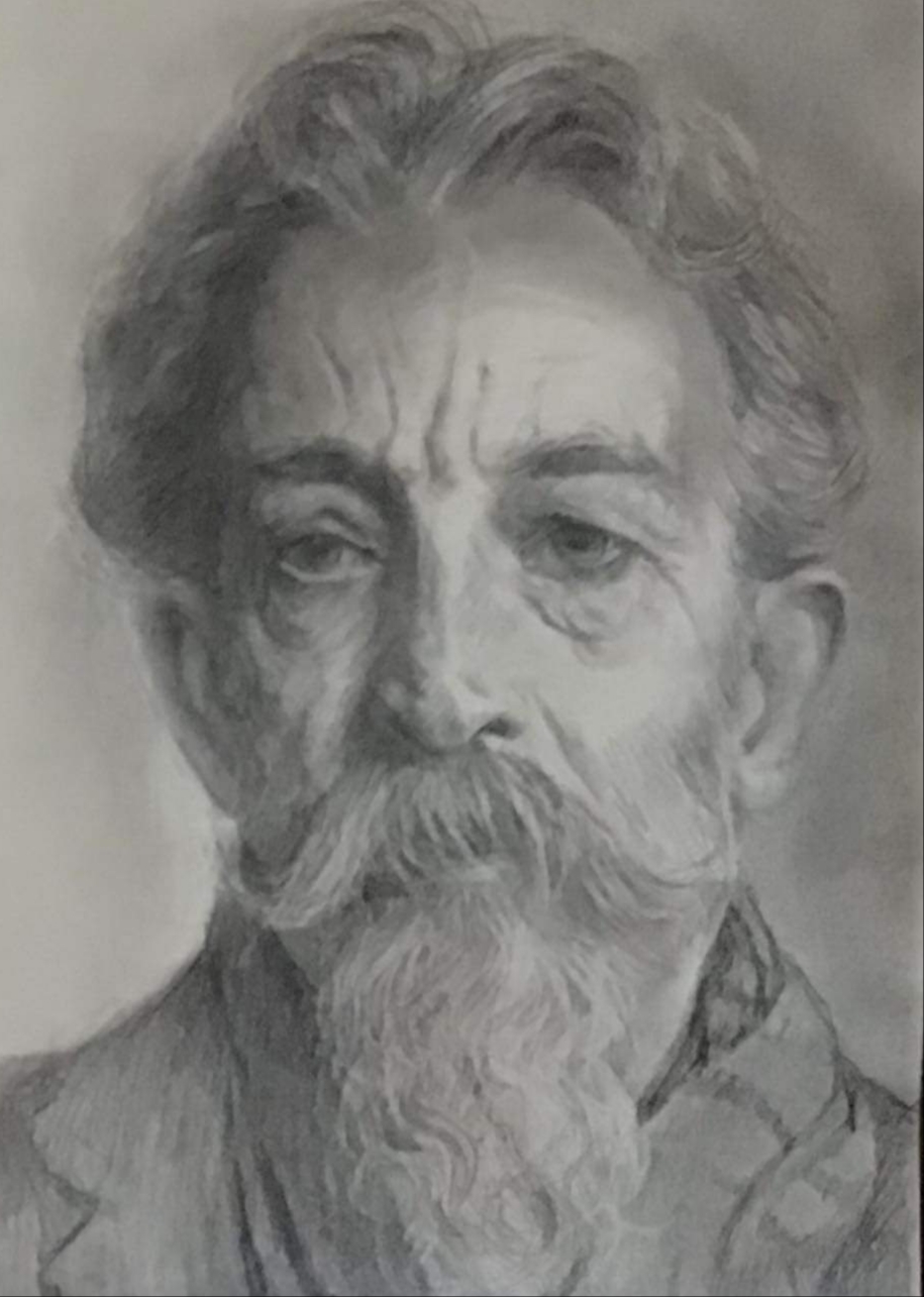 ritratto di anziano a grafite di Klirò