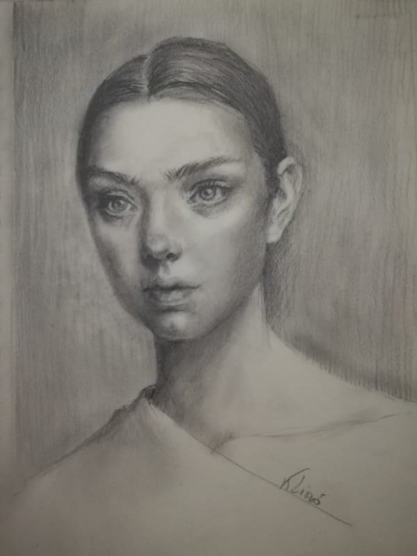 ritratto di ragazza a matita grafite klirò
