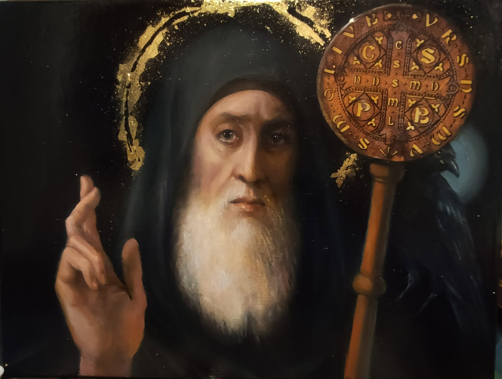 San Benedetto da Norcia, ritratto, ritratto san benedetto, arte, arte cristiana, arte sacra, artista contemporaneo, klirò, clizia omarini