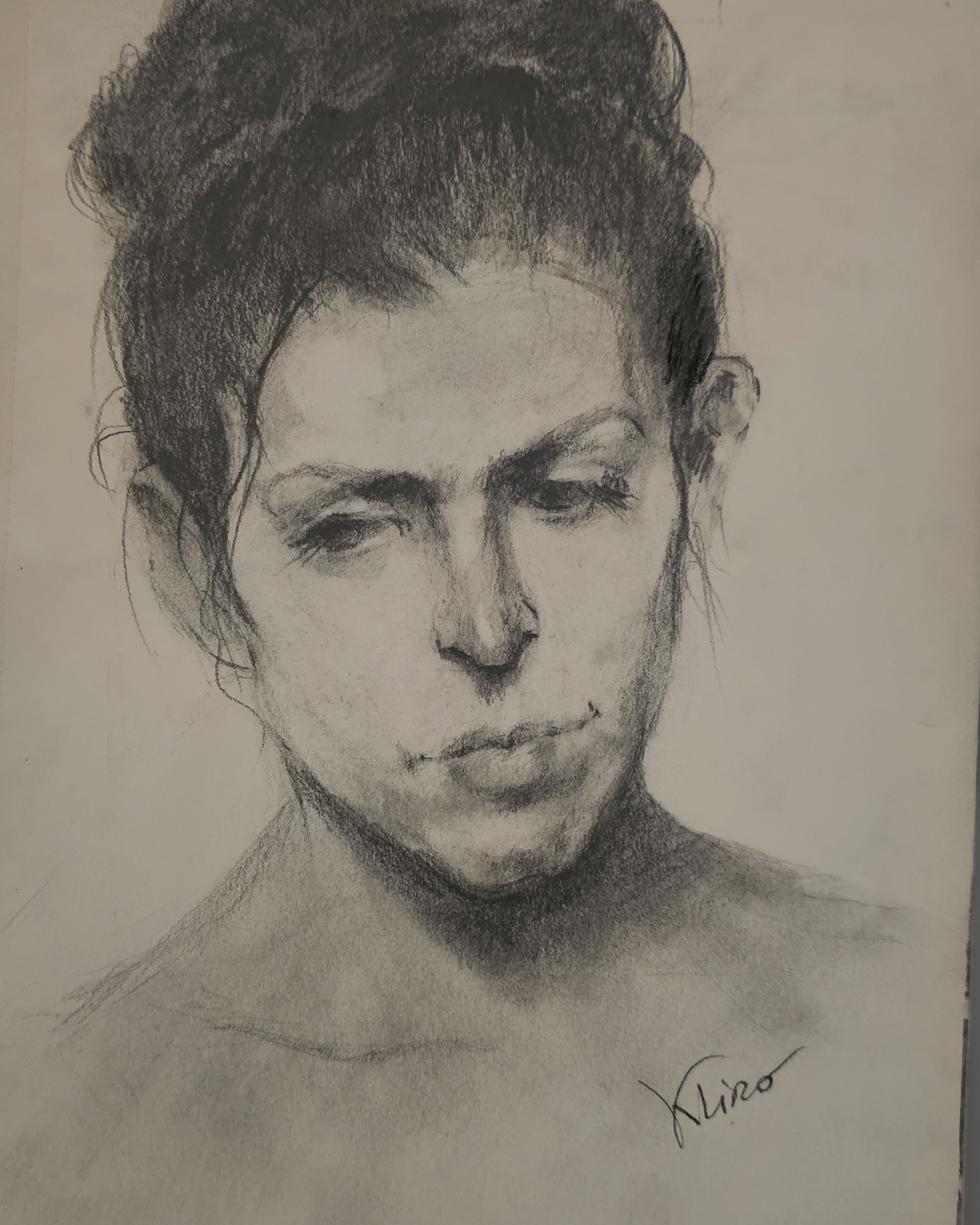 studio di block-in disegno a carboncino di klirò
