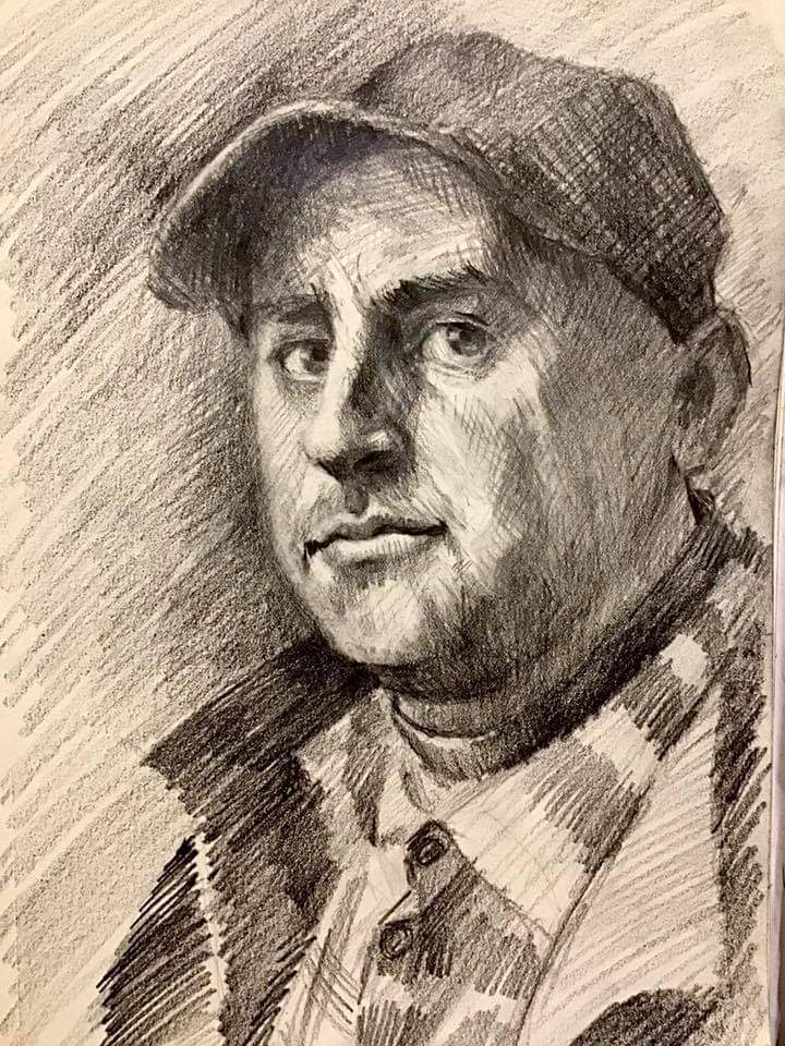 il pescatore ritratto di uomo a matita di Klirò