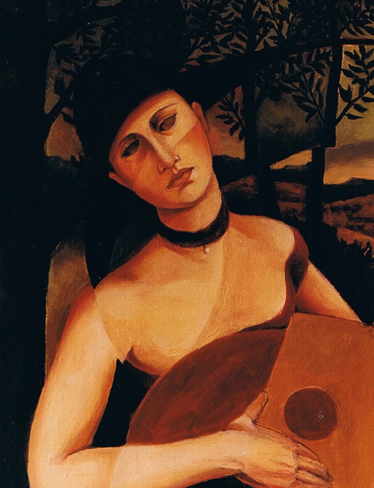 suonatrice di liuto donna pittura a olio klirò