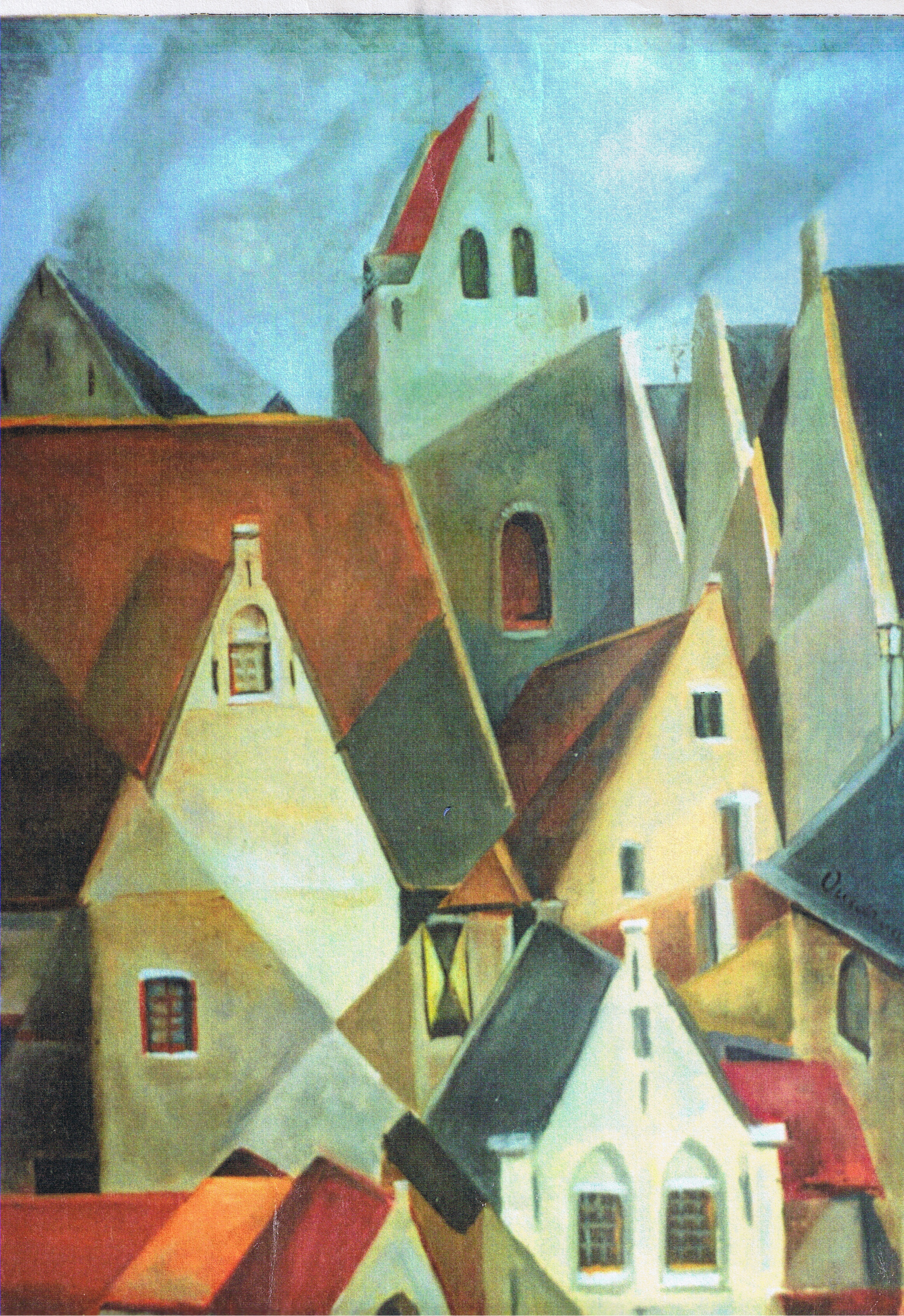 tetti di bruges klirò oil painting pittura a olio