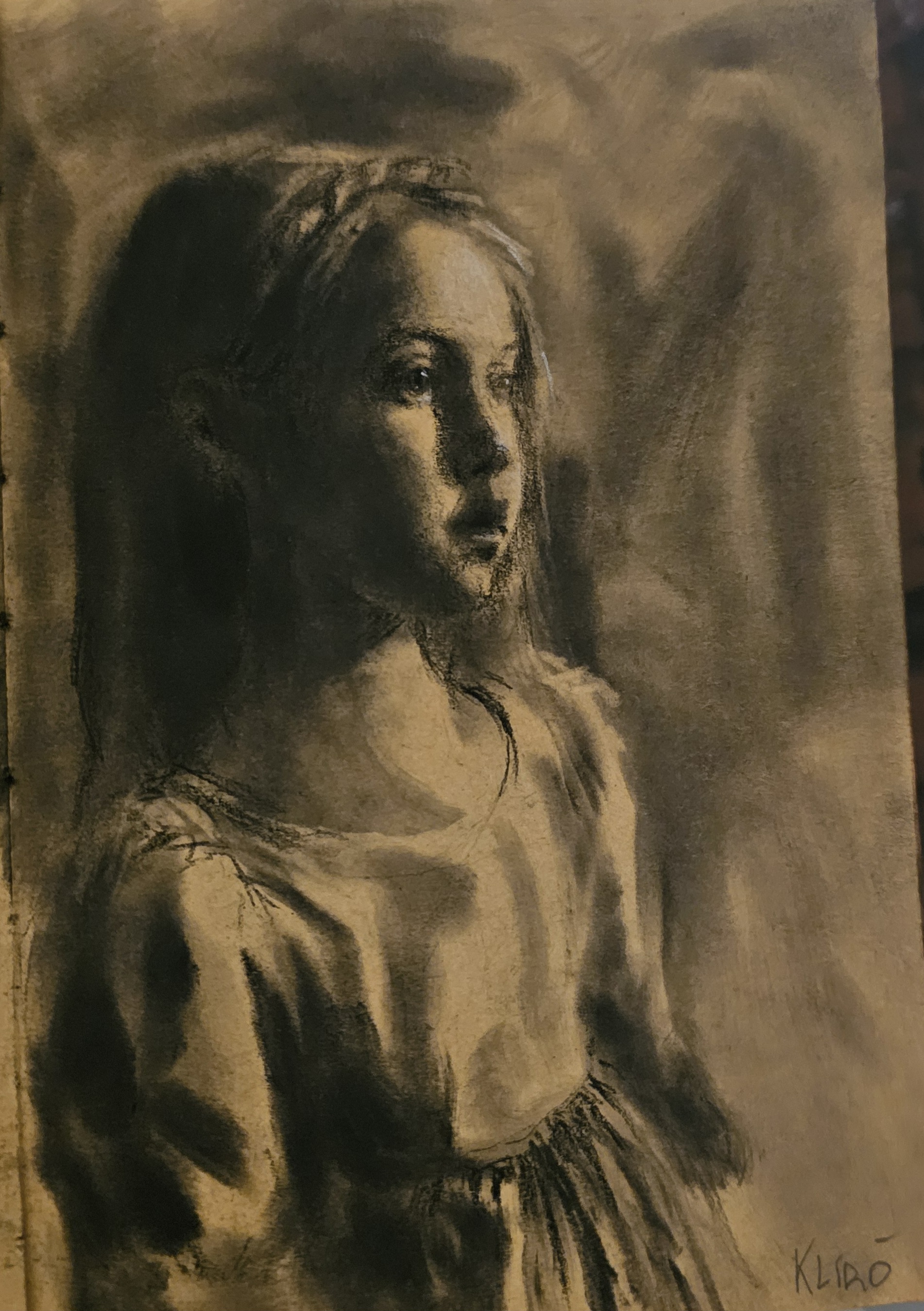 Thumbnail a carboncino di Klirò raffigurante una bambina