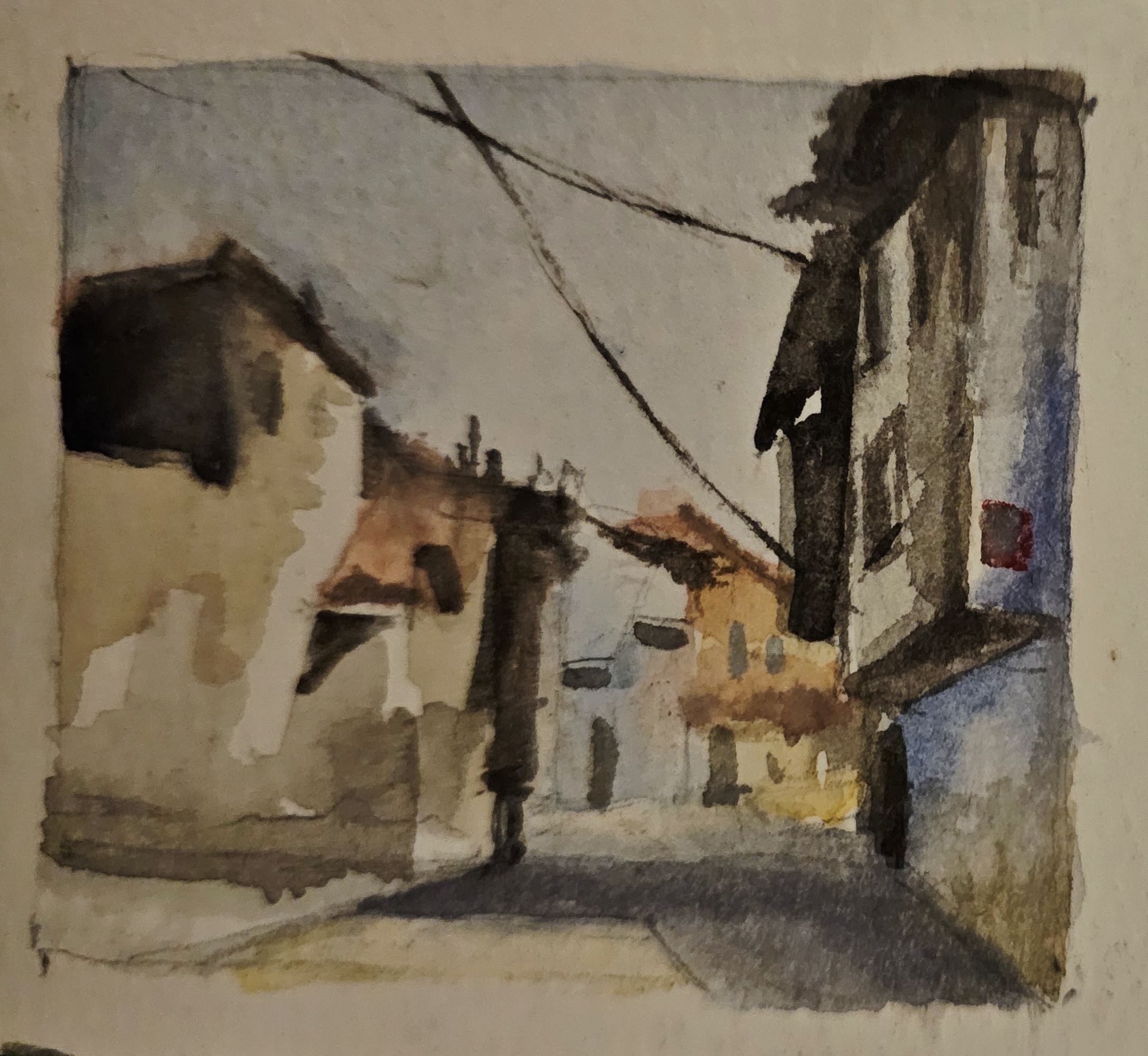 Thumbnail ad acquerello di Klirò raffigurante scorcio di paese del sud italia