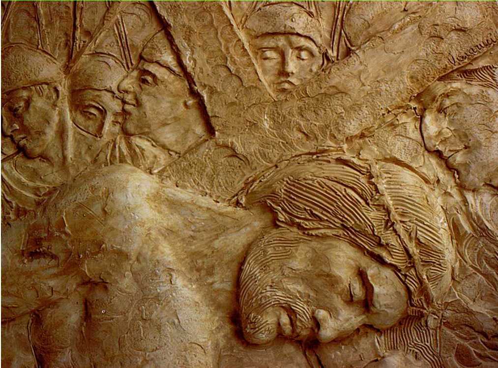 Altorilievo in stile classico della Via Crucis realizzato da Klirò.